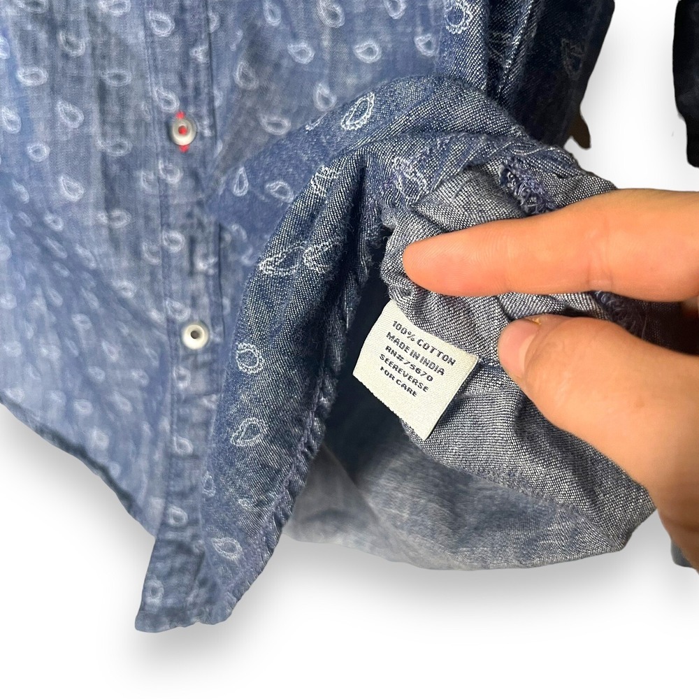 MBX Shirt Mens XL Black Gray Geometric Paisley Long Sleeve Button Up Cotton - Picture 10 of 10